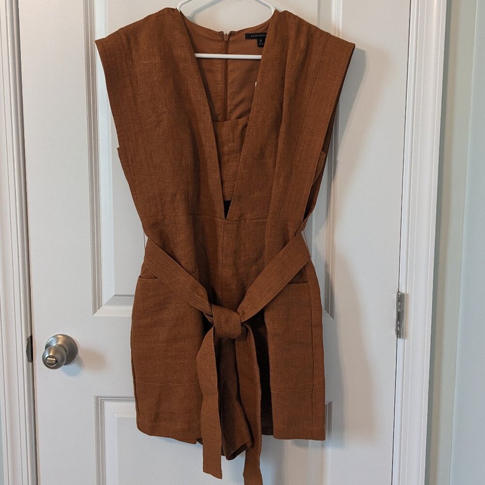 Banana Republic Rust Colored Linen Romper - Size 10